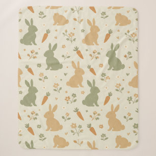 Cute Bunny & Carrot Cottage Pattern (4) Sherpa Blanket