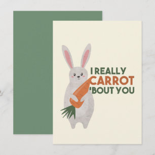 Cute Bunny Carrot Pun - I Really Carrot Bout You Note Card