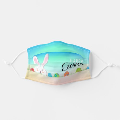 Cute bunny cartoon Happy Easter Egg Hunt Adult Cloth Face Mask