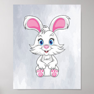 Cute Bunny Cartoon Poster ! Baby Rabbit Wall Art