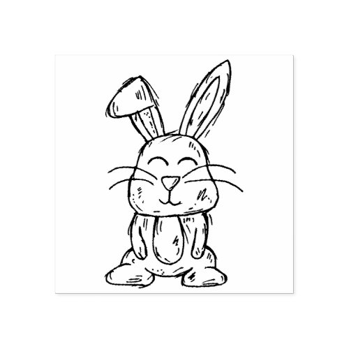 Cute Bunny Cartoon Wooden Art Stamp