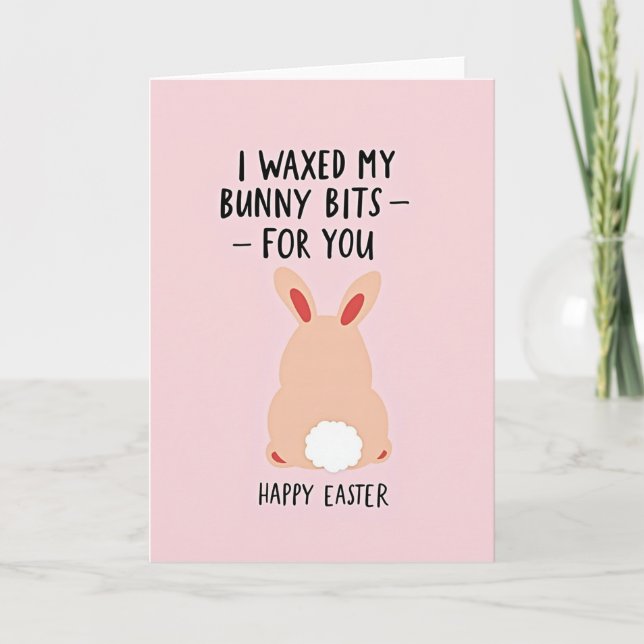Cute Bunny Cheeky Message Card (Front)