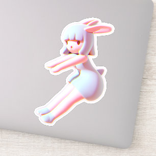 Cute bunny Cheer Flyer Catching Air Cheerleader Sticker