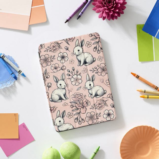 Cute Bunny & Cherry Blossom iPad Case (Desk)