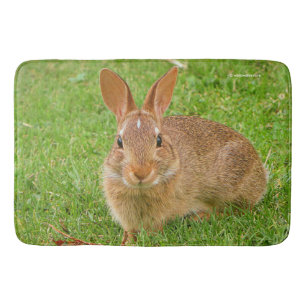 Cute Bunny Chewing Greens on the Golf Fairway Bathroom Mat