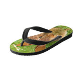 Cute Bunny Chewing Greens on the Golf Fairway Kid's Flip Flops (Angled)