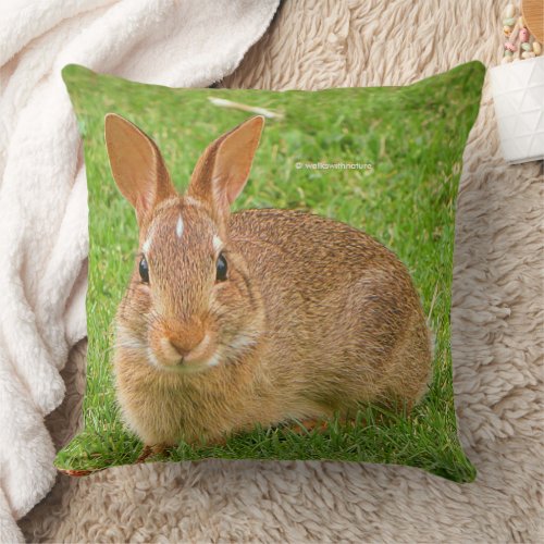 Cute Bunny Chewing Greens on the Golf Fairway Throw Pillow