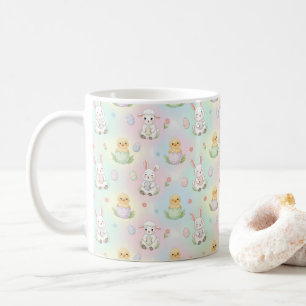 Cute Bunny Chick & Lamb Easter Pattern Coffee Mug