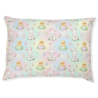 Cute Bunny Chick & Lamb Easter Pattern Pet Bed