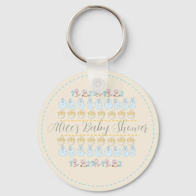 Cute Bunny Chicken Bear pastel  Keychain (Front)