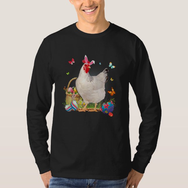 Cute Bunny Chicken Easter Hunting Eggs Farmers Eas T-Shirt (Front)