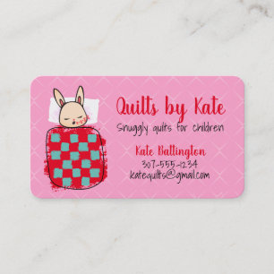 Cute bunny childrens baby quilts blankets sewing business card