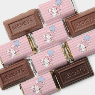 Cute Bunny Chocolate Bar Wrapper – Pink Plaid Cand Hershey's Miniatures