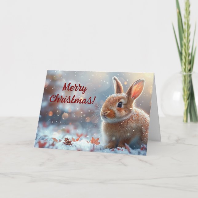 Cute Bunny Christmas Card Holiday Greetings (Front)
