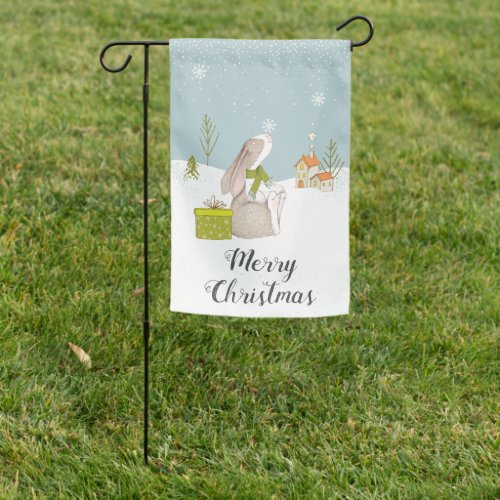 Cute Bunny Christmas Garden Flag