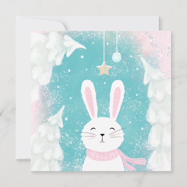 Cute Bunny Christmas Pink and Mint (Front)