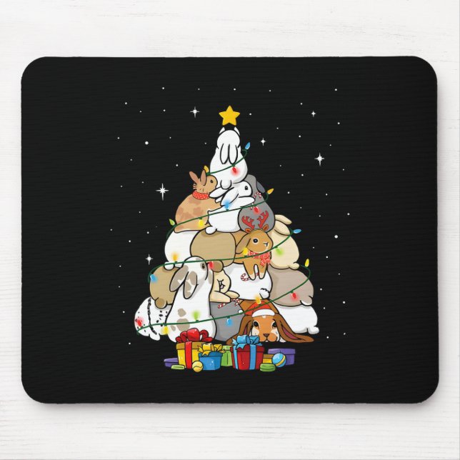 Cute Bunny Christmas Tree 1  Mouse Pad (Front)