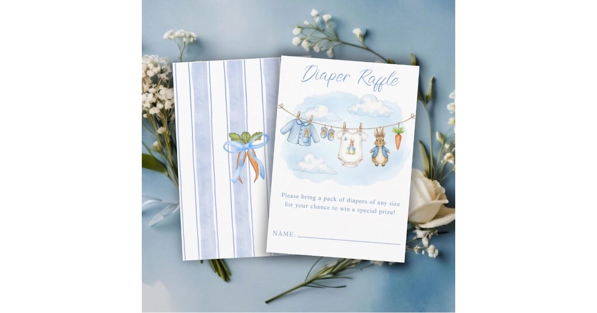 Clothes Line Raffle Cute Bunny Clothesline Baby Shower Diaper Raffle Enclosure Card | Zazzle