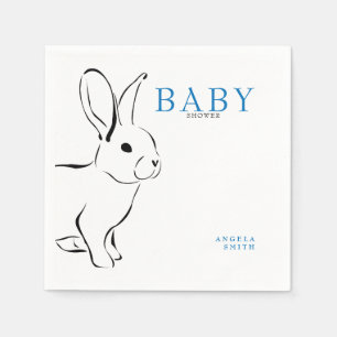 Cute Bunny Cobalt Blue Baby Shower Napkins