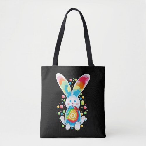 Cute Bunny Colorful Easter Egg Funny Bunny Easter Tote Bag