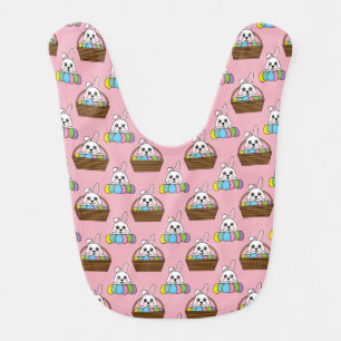 Cute Bunny Colorful Easter Egg Hunt Basket Pattern Baby Bib