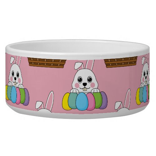 Cute Bunny Colorful Easter Egg Hunt Basket Pattern Bowl