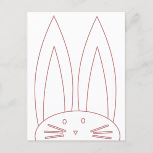 Cute Bunny Coloring Pink Outline Holiday Postcard