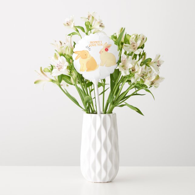 Cute Bunny Couple Love Quote - "Honey I Love You"  Balloon (Vase)