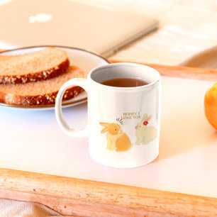 Cute Bunny Couple Love Quote -"Honey I Love You" Espresso Cup