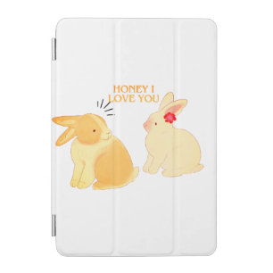 Cute Bunny Couple Love Quote - "Honey I Love You" iPad Mini Cover