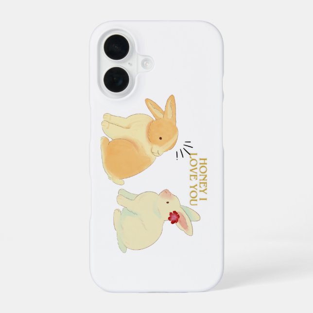 Cute Bunny Couple Love Quote - "Honey I Love You"  iPhone Case (Back)