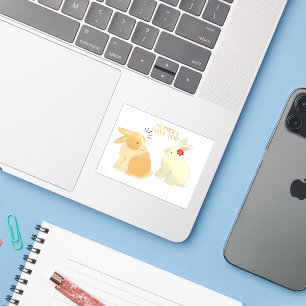 Cute Bunny Couple Love Quote - "Honey I Love You" Sticker