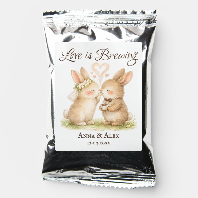 Cute Bunny Couple Wedding Coffee Drink Mix (Front)