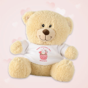 Cute Bunny Cupcake Custom Kids Valentine's Day Teddy Bear