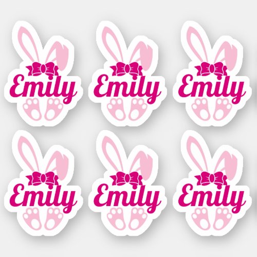 Cute Bunny Custom Name Stickers