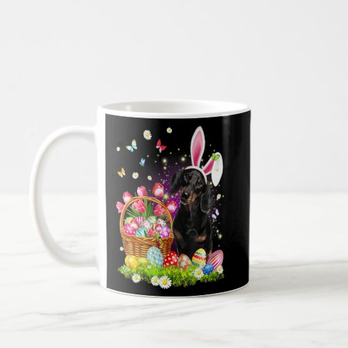 Cute Bunny Dachshund Dog Easter Eggs Basket Easter Coffee Mug