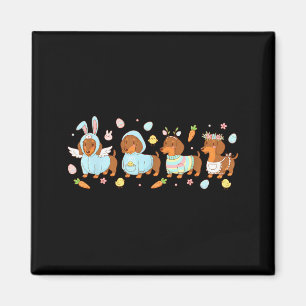 Cute bunny dachshund dog lover happy easter day magnet