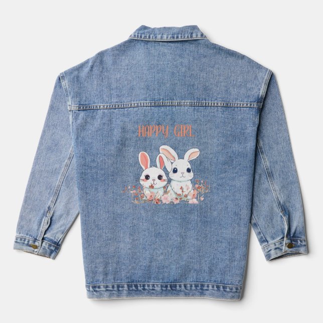 Cute Bunny Denim Jacket (Back)
