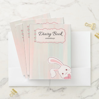 cute bunny diary notebook, pocket folder