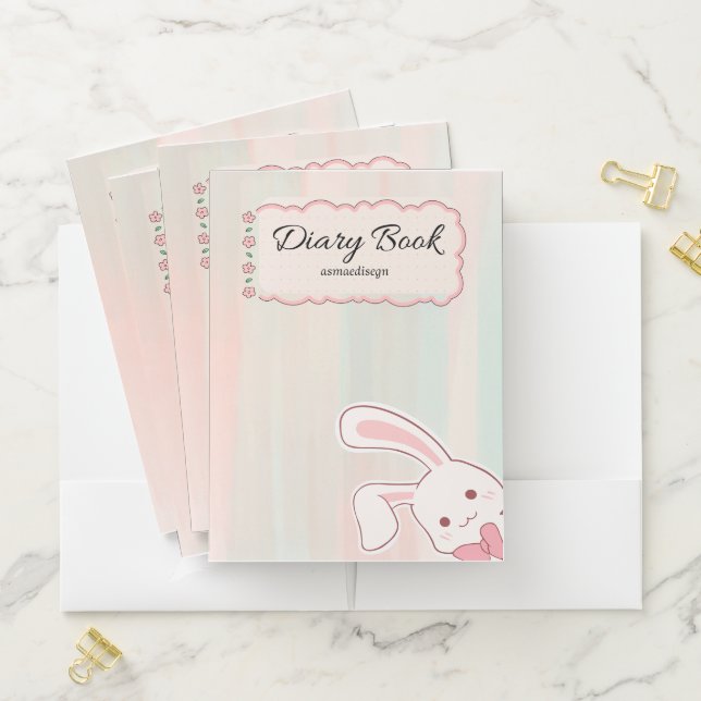 cute bunny diary notebook,  pocket folder (In Situ)