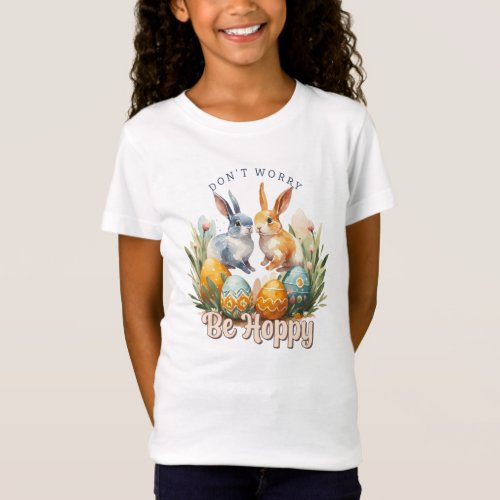 Cute bunny Dont worry be hoppy two bunnies T_Shirt