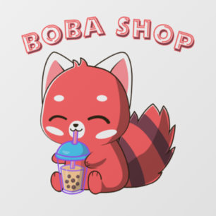 Cute Bunny drinking bubble tea, boba tea Window Cling