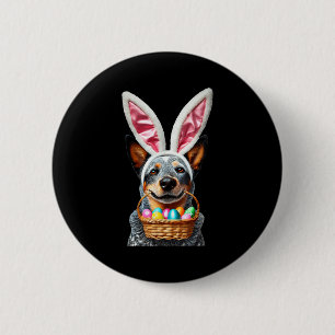 Cute bunny ear australian cattle dog easter eggsCu Button