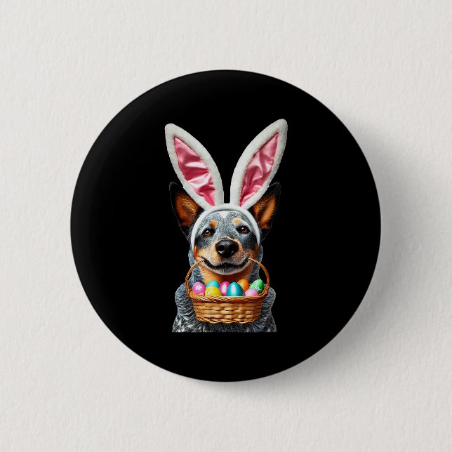 Cute bunny ear australian cattle dog easter eggsCu Button (Front)