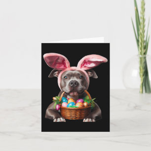 Cute Bunny Ear Pit Bull Dog Easter Eggs Owner Love Card