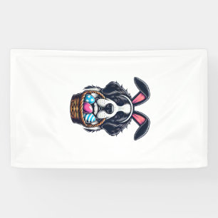 Cute Bunny Ear Saint Bernard Dog Easter Egg Owner  Banner