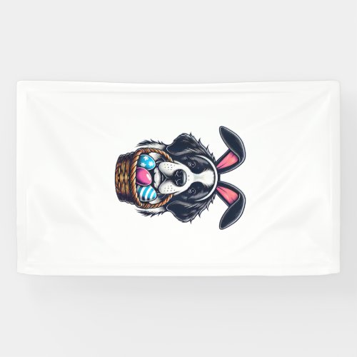 Cute Bunny Ear Saint Bernard Dog Easter Egg Owner  Banner