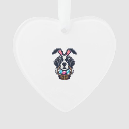 Cute Bunny Ear Saint Bernard Dog Easter Egg Owner  Ornament