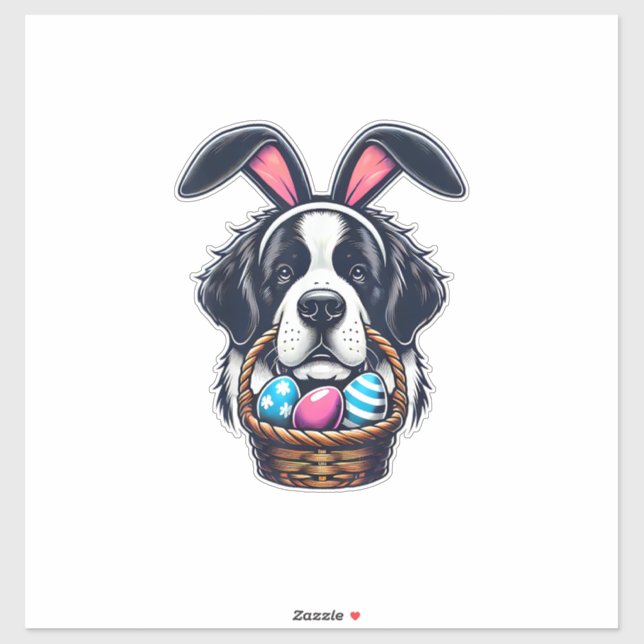 Cute Bunny Ear Saint Bernard Dog Easter Egg Owner  Sticker (Sheet)