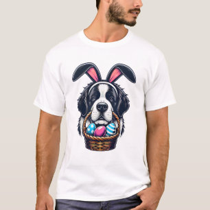 Cute Bunny Ear Saint Bernard Dog Easter Egg Owner T-Shirt